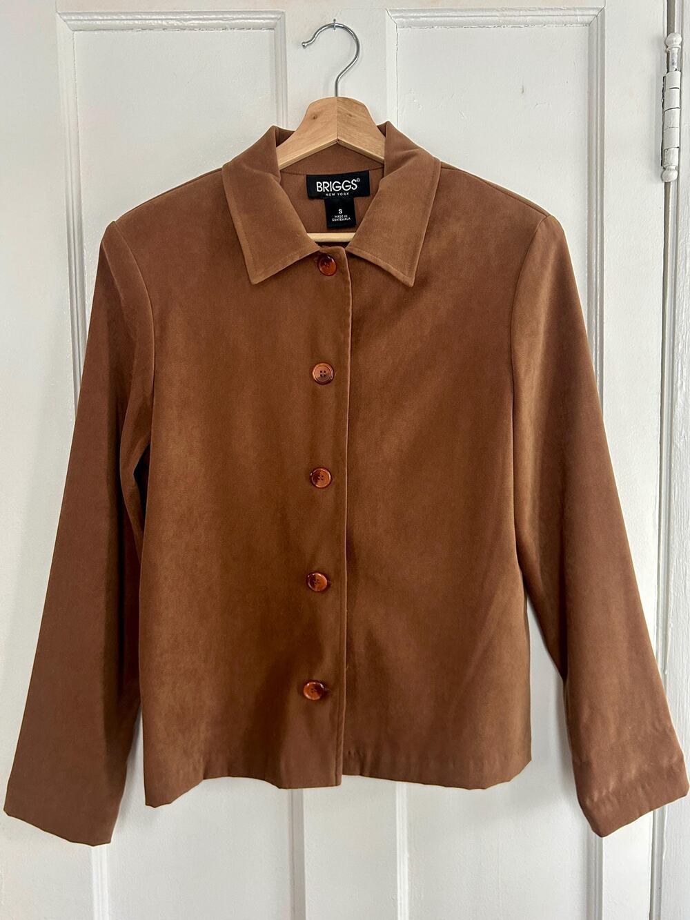 Vintage 1990s Y2K Faux Suede Tan Blazer | Women’s Small Brown Retro Jacket